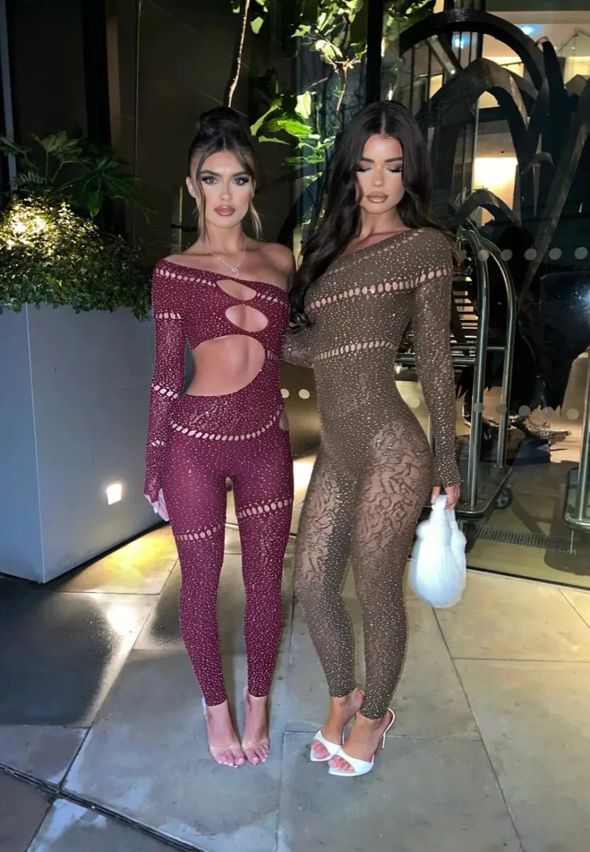 2026 Lace Embroidery Bra Set Women Sexy Mesh Rhinestone Jumpsuit Long Sleeve See Through Sexy Bustier Lingerie for Women