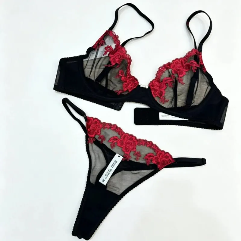 Vender Como Bolos Quentes Conjunto Sutiã Calcinha Renda Ultra Fina Bordada Mulher Push Up Sem Costura Confortável Roupa Íntima