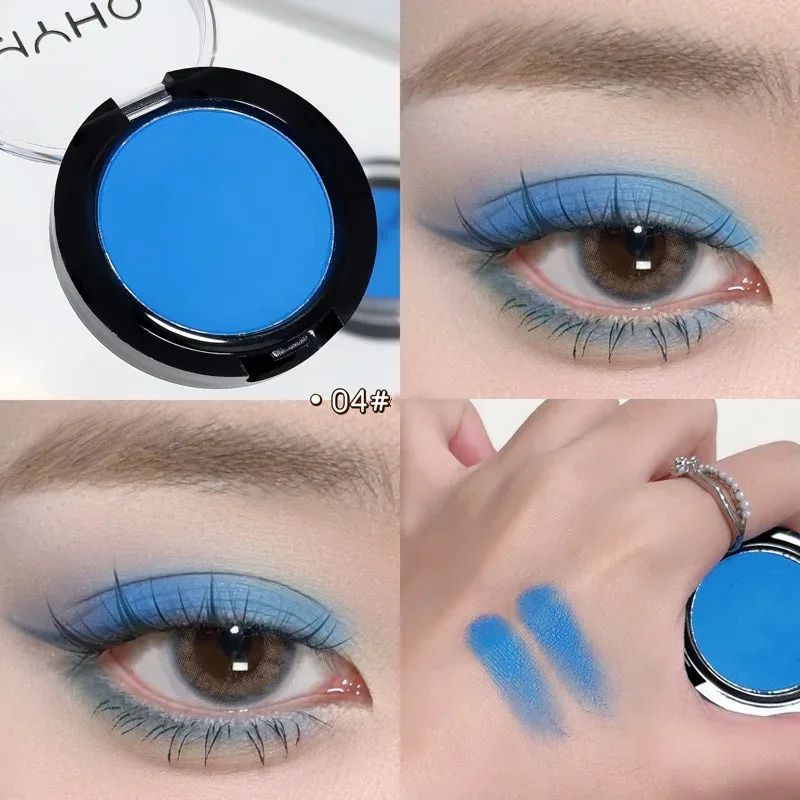 Mini Matte Smoky Blue Red Monochrome Eyeshadow Palette Natural White Light Highlighter For Delicate Eye Contouring Brightens
