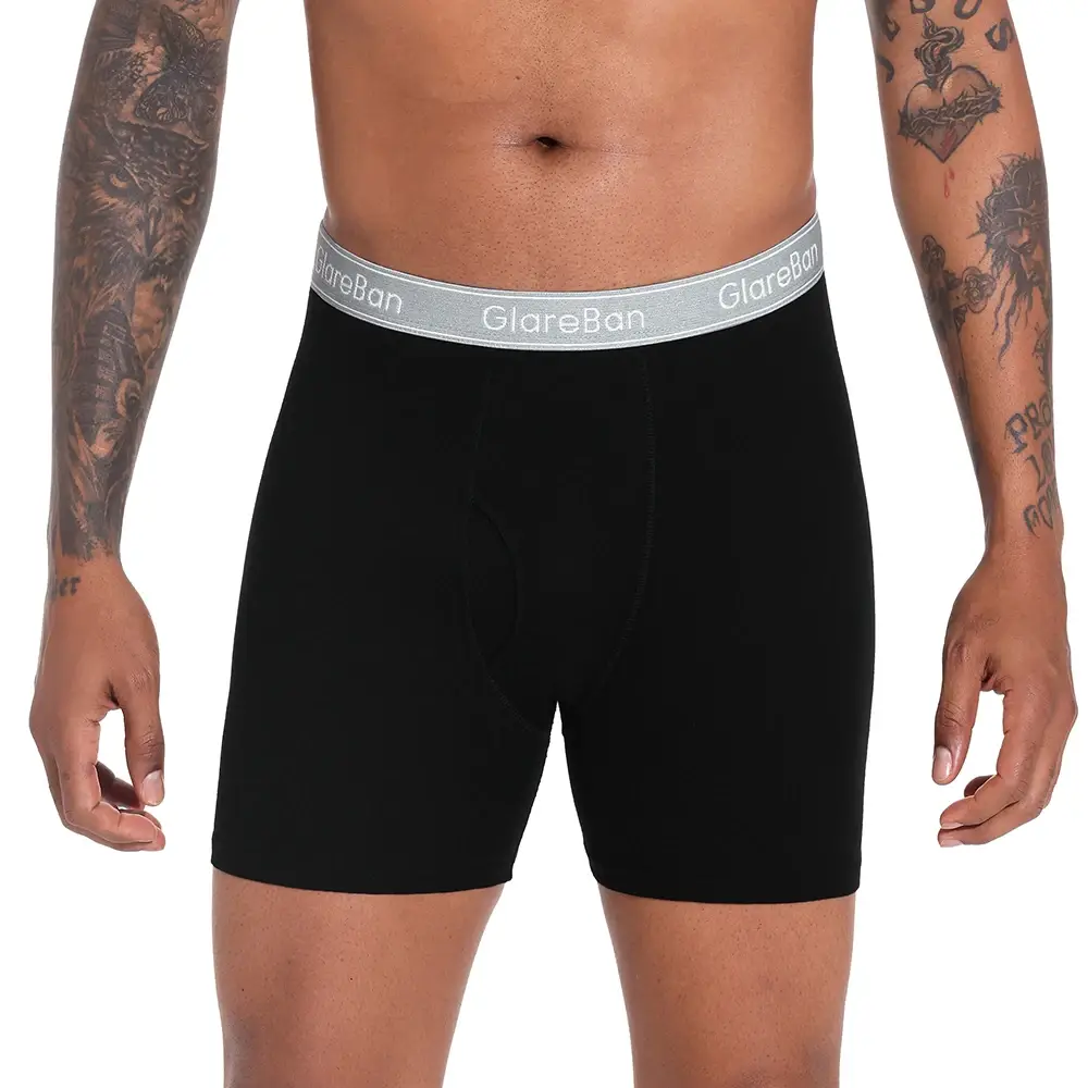 4 pièces noir longue jambe 100% coton Boxer pour hommes nouveaux sous-vêtements hommes marque culottes et caleçons pour Homme Shorts boîte Slip slips — image 7