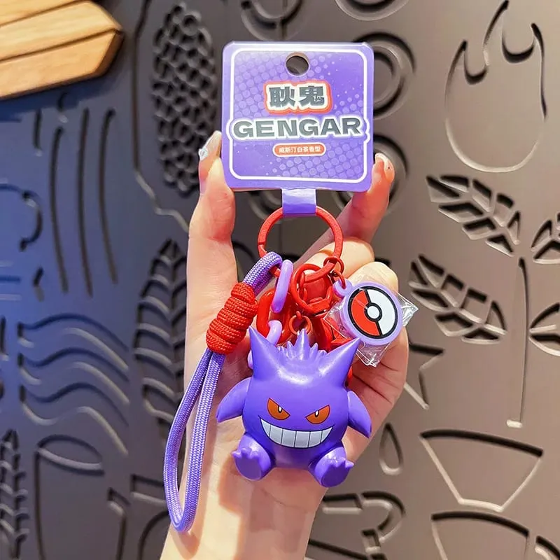 ของแท้พวงกุญแจ Pokemon Pikachu Gengar Sylveon Sprigatito Quaxly Fuecoco อะนิเมะ Action Figure ของเล่นพวงกุญแจกลิ่นหอมจี้