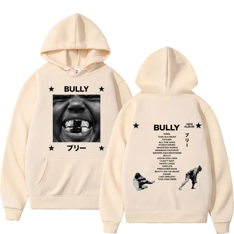 Kanye West Bully Album 2026 Tour Print Hoodie Men Women Gothic Punk O-Neck Pullover Loose Casual Hip-hop Streetwear Sweatshirts
