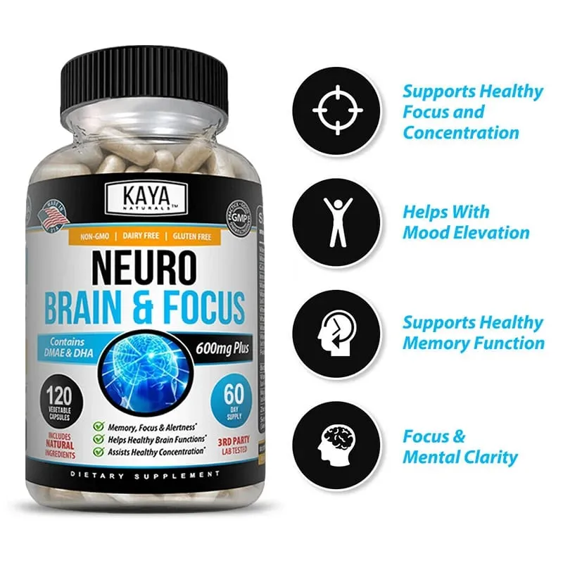 Nootropic Brain Booster Capsules - Vitamins Memory Concentration Clarity & Cognitive Performance Support Stress Relief