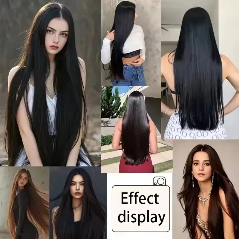 32 Inch Synthetic No Clips Invisible Wire Hair Extension Artificial Natural Fake False Long Straight Hairpiece Blonde For Women