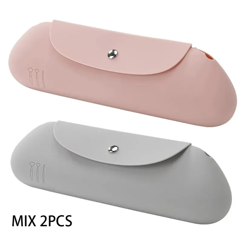 1/2pcs Makeup Brush Storage Bag Silicone Makeup Brush Holder Travel Cosmetic Bag Portable Cosmetic Face Brushes Holder Tool