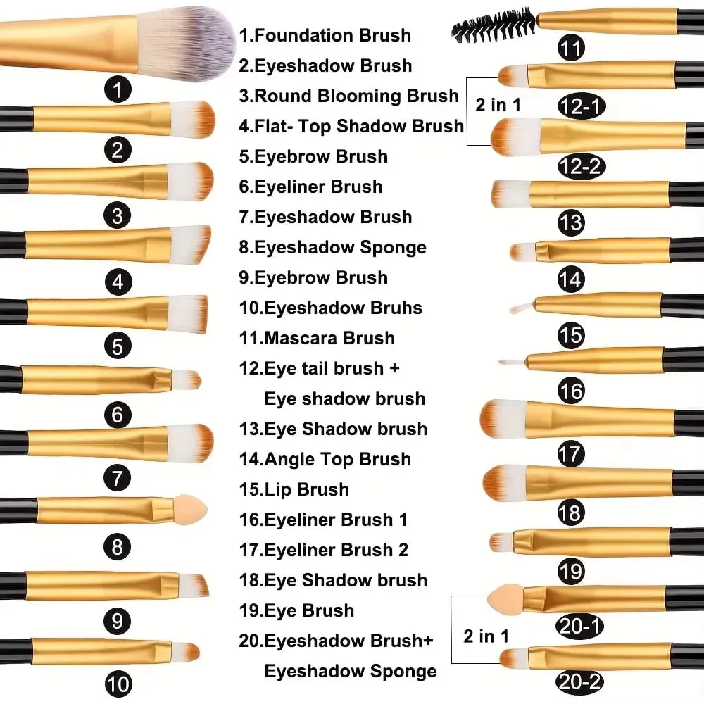 Makeup Brushes Set Premium Synthetic Kabuki Foundation Concealers Powder Blush Blending Face Eye Shadows Brush Set