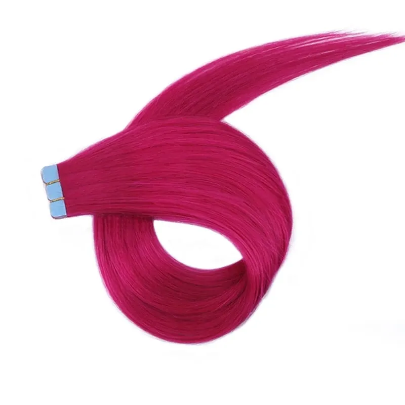 Mini Tape In Hair Extensions Human Hair Colored Skin Weft Machine-Remy Natural Tape in Extensions Purple 10pcs/pack 12-20 inch