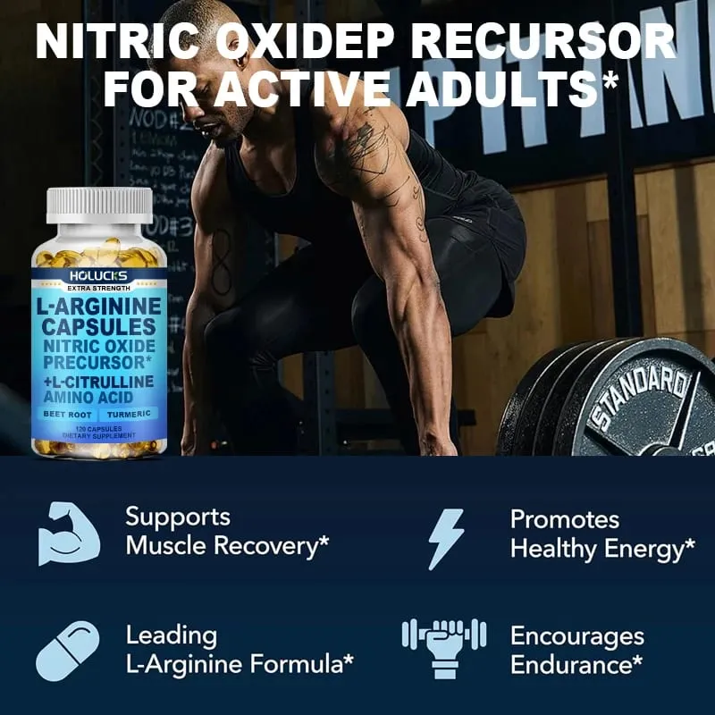 Nitric Oxide Precursor Capsules with L-Arginine & Turmeric Support Heart Wellness Reduce Fatigue & Build Lean Muscle
