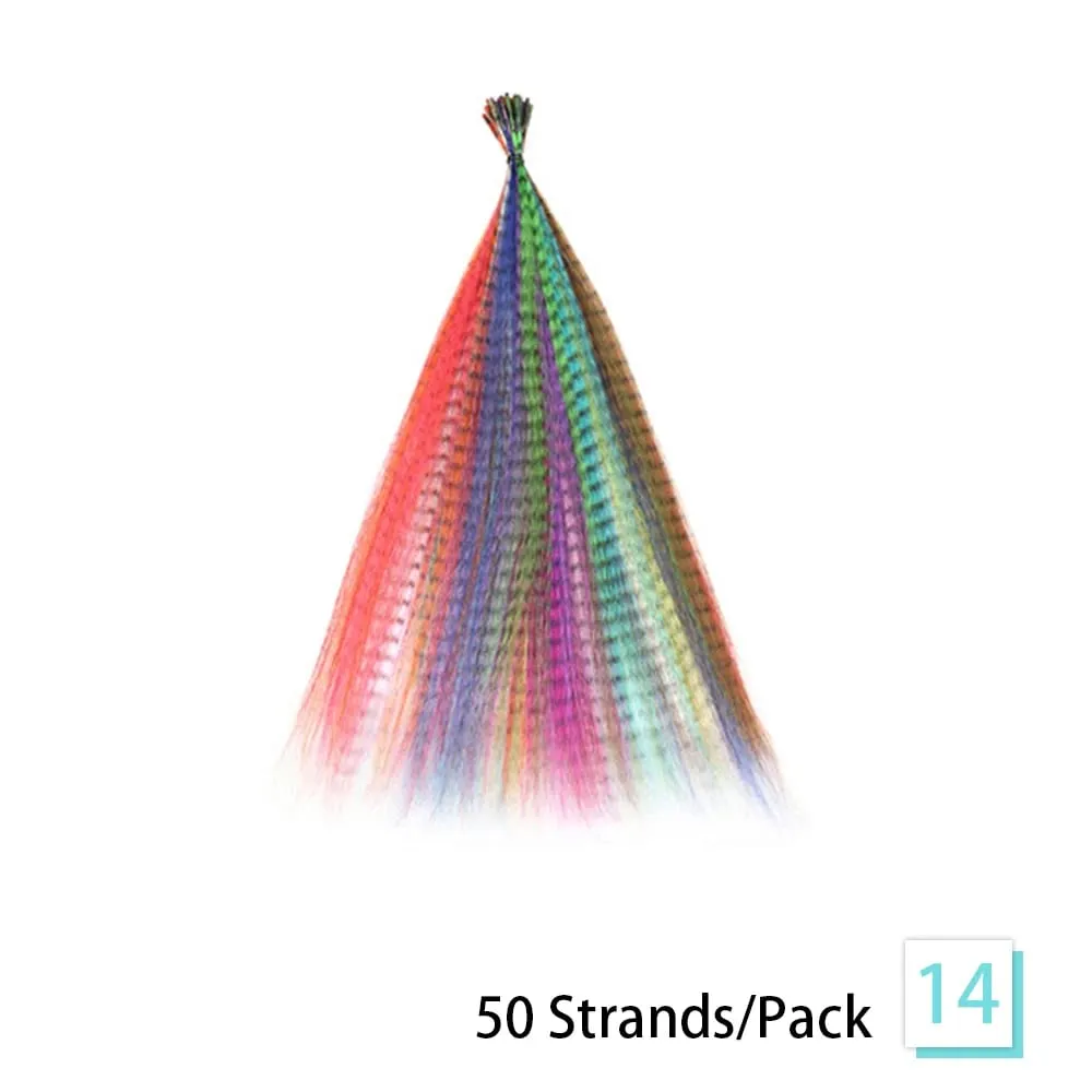 50 Strands/Pack Synthetic Colored I-Tip Stick Feather Hair Extensions Straight Hair 16 Inch For Women High Temperature Fiber — image 9