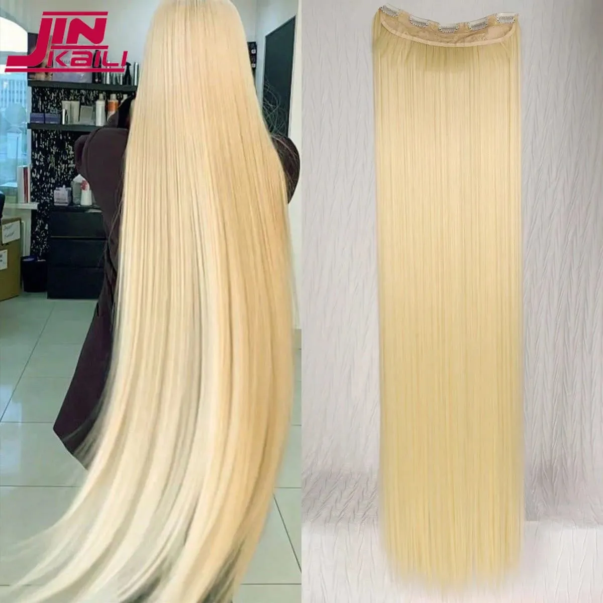 JKL Synthetic 5 Clip In Hair Extensions Long Straight Hairstyle Hairpiece Black Brown Blonde 80CM Natural Fake Hair For Women
