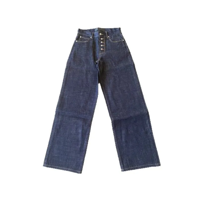 Button Design Machete Denim Baggy Jeans Men's High Street Edge Selvedge Niched Hiphop Loose Long Wide Leg Pants 12377 — image 5
