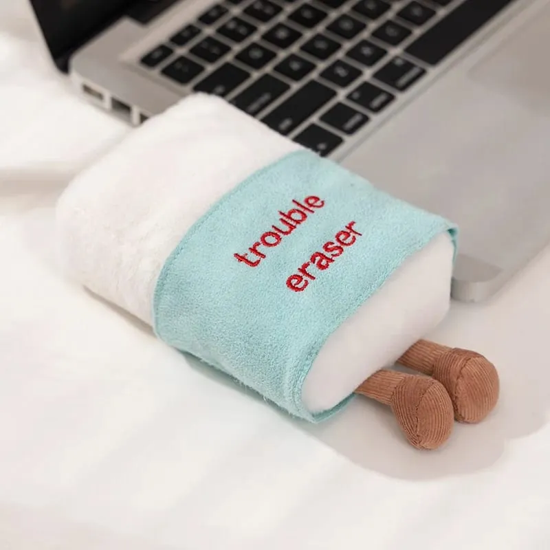 Kawaii Stationery Commodity Plush Toy Stuffed Humanoid Ruler Book Pencil Sharpener Eraser Pillow Decoration Gift