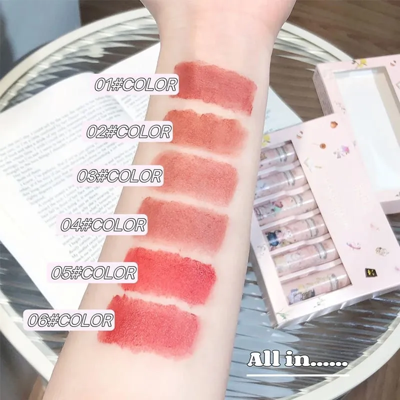 6 Colors Matte Liquid Lipstick Makeup Sets Waterproof Sexy Red Nude Lipgloss Long Lasting Lip Mud Cosmetic Kits Lip Stain