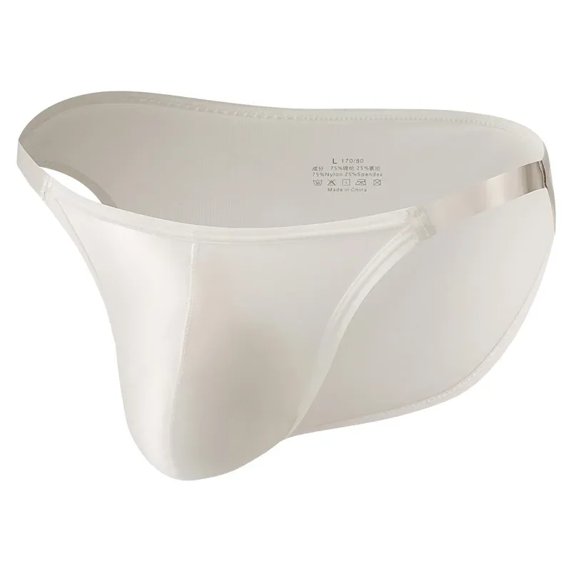 Men's Silky Ice Silk Briefs Smooth Low Rise Stretch 3D Pouch Support Breathable Daily Underwear