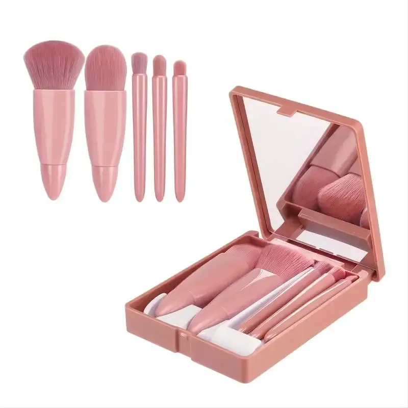 Complete Cosmetic Brushes Small Function Kit 5pcs With Case And Mirror Travel Size Makeup Brushes Set Mini Makeup Brushes — image 4