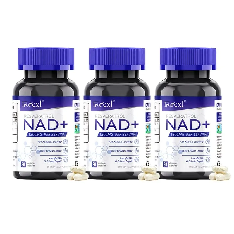 NAD + Resveratrol Supplement NAD Plus Boosting - Supports Cellular Energy Anti-aging Metabolism Skin Health