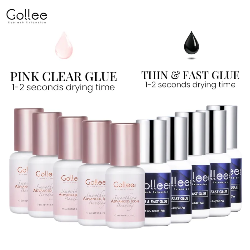 Gollee 0.5-1s Fast Dry Glue for Eyelash Extension Hypoallergenic Lash Extension Glue for Professional Artists Eyelashes Supplies