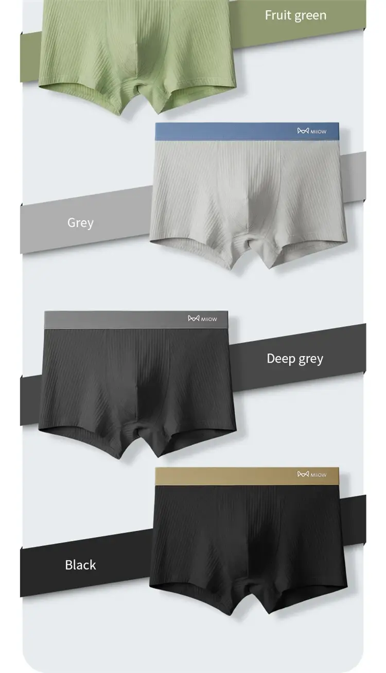 MiiOW 3Pcs Men's Striped Funny Boxer Shorts Underwear Antibacterial Crotch Underpants Man Breathable Cotton Lingerie Panties — image 10