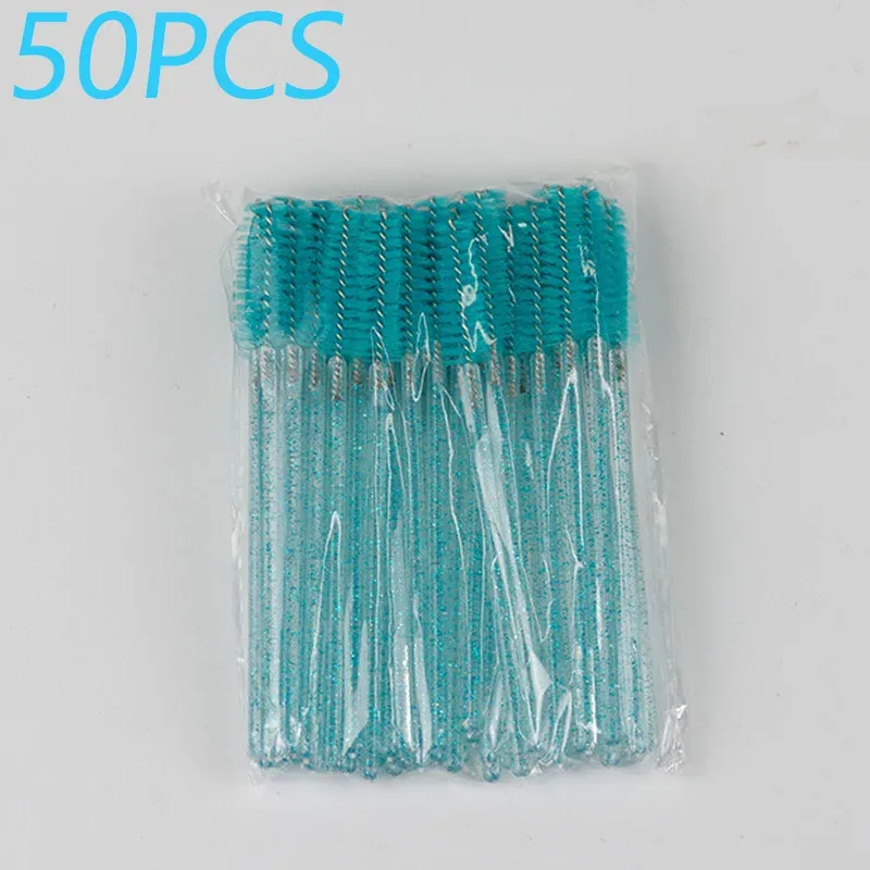 50pcs Crystal Rod Disposable Eyelash Brushes Eyelash Comb Eyebrow Comb Eyelash Curl Spiral Multi purpose Portable Makeup Brush