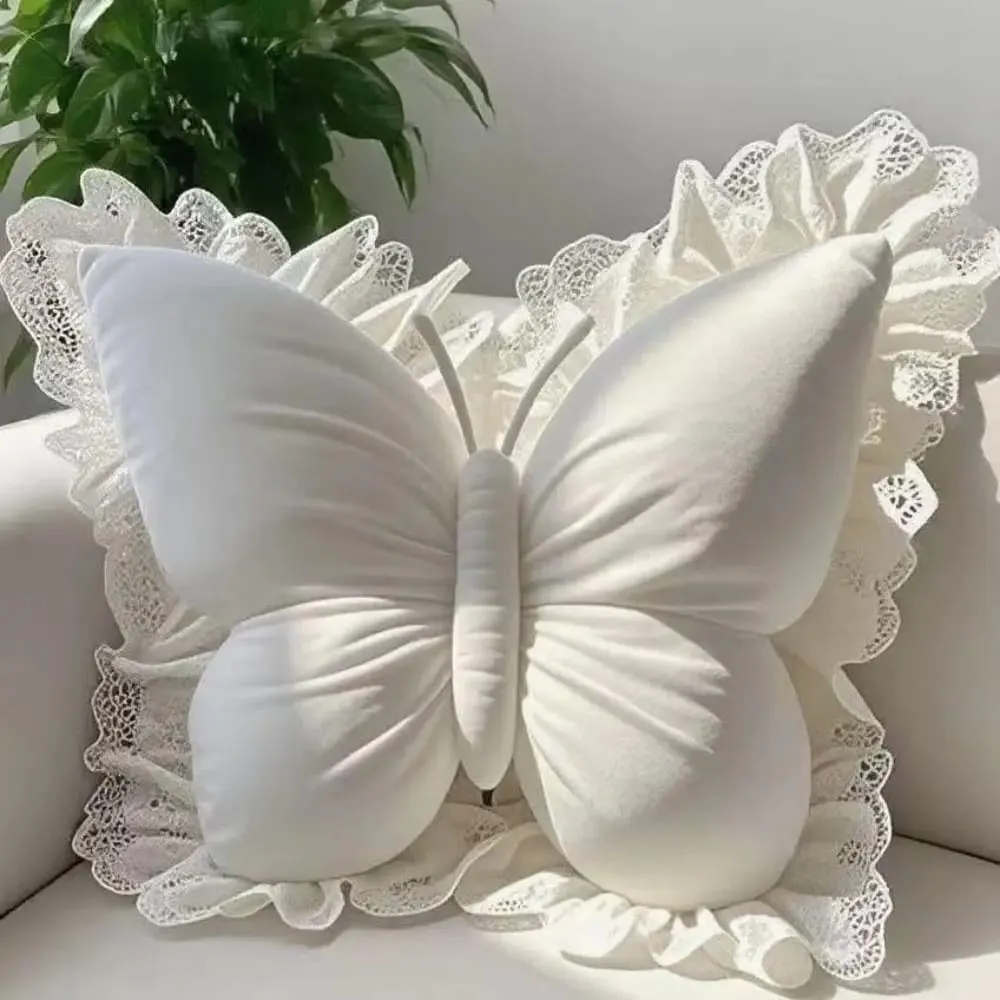 New Cute Butterfly Pillow Lace Butterfly Bedhead Pillow Home Textile Cushion Sofa Decoration