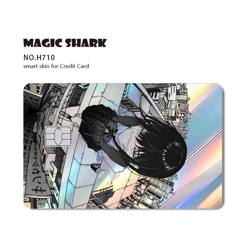 1pc Front Cool Anime Evil Holographic Laser Shinny Film Skin Sticker Cover for Debit Bank Credit Card