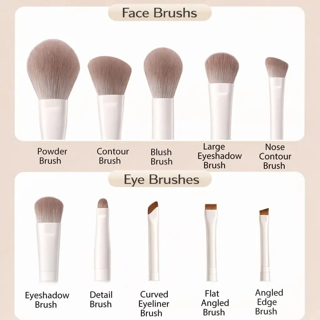 10PCS Makeup Brush Set High-Grade Nylon Bristles Includes Foundation Blush Eye and Powder Brushes — image 3