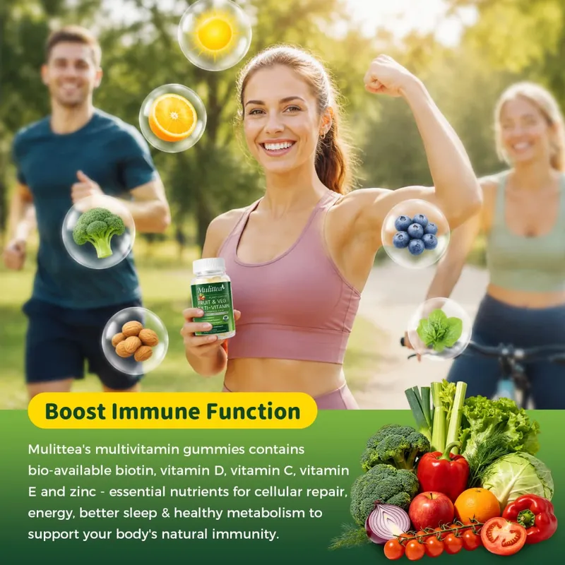 Mulittea gomas naturais de vegetais e frutas, anti-constipação, desintoxicação diária, ajuda na digestão, suplemento de múltiplas vitaminas — image 4