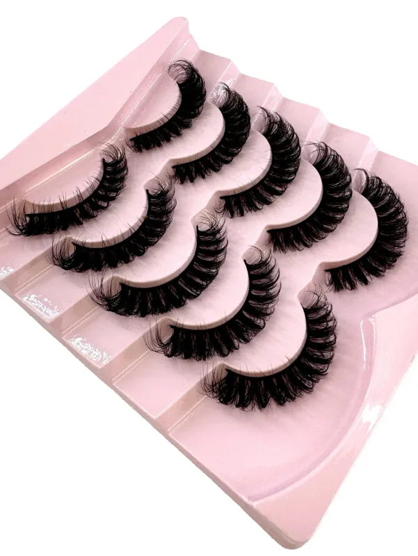 New Cat Eye Lashes 5/7/10 pairs 3D Faux Mink Eyelashes Winged Fluffy Fake Lashes Soft Natural long Full Strip Lash Make