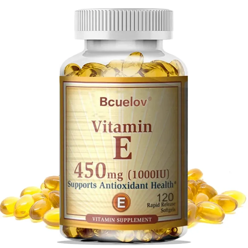 Bcuelov Vitamin E 1000 IE 450mg - til hudhår cirkulationssundhed immunsystemstøtte - antioxidanttilskud