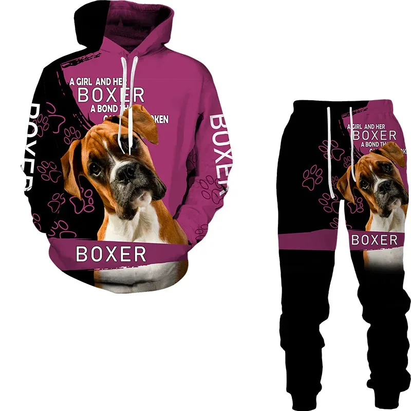 Funny Dog Animal 3D Printed Hoodie Suit Men Autumn Casual Sweatshirts Sweatpants Fashion Two Piece Tracksuit Set Men's Clothing