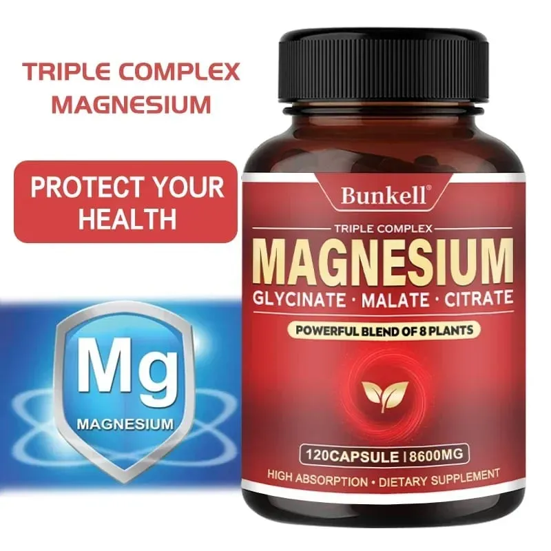 High Absorption Magnesium Glycinate Malate Citrate 100% Chelated Non-GMO Vegetarian Gluten Free 8 600 Mg 120 Capsules — image 1