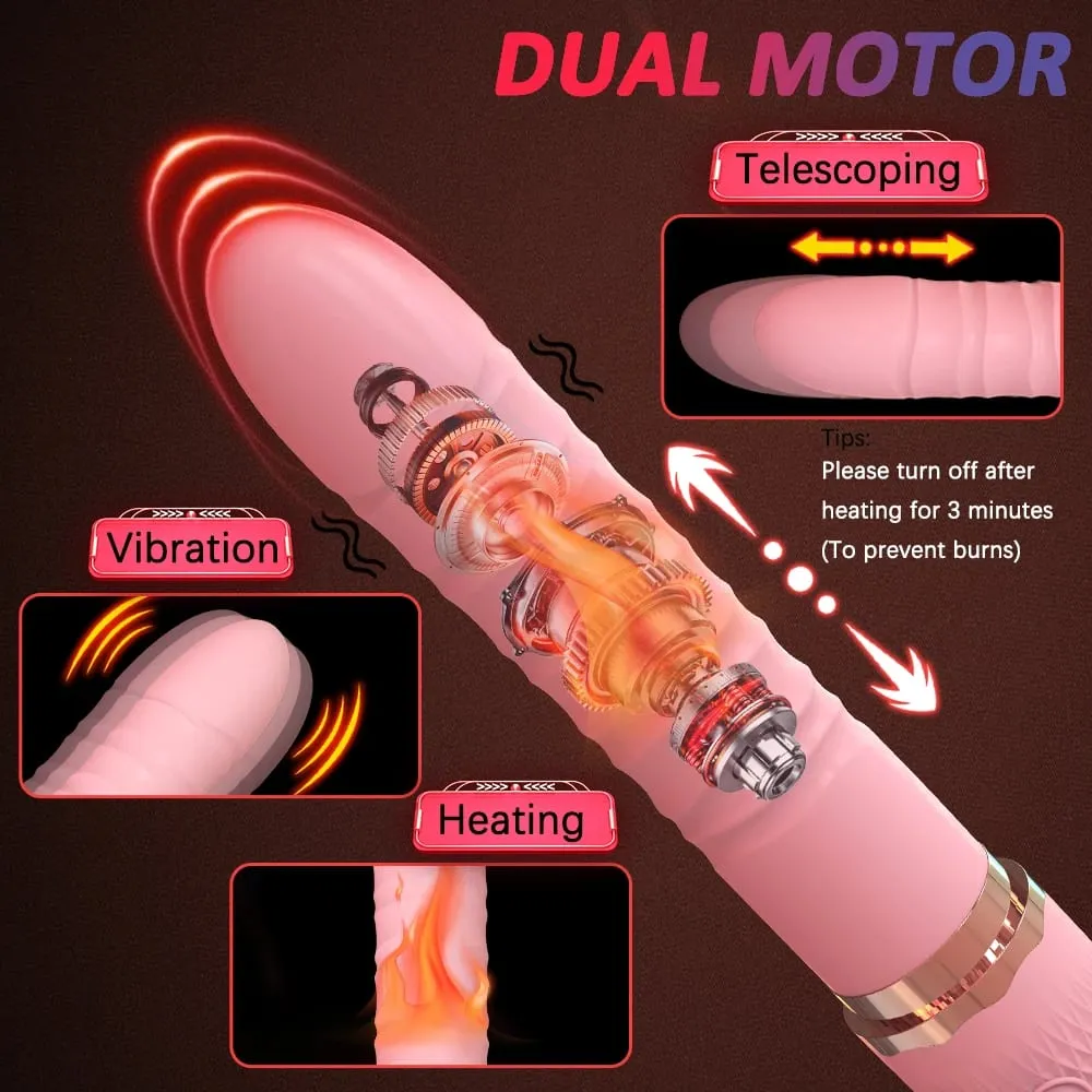 Dual Motor Realistic Thrusting Dildo Vibrator With Heating 10 Mode Sex Toys Vibrator Clitoral Stimulator For Anal Stimulation