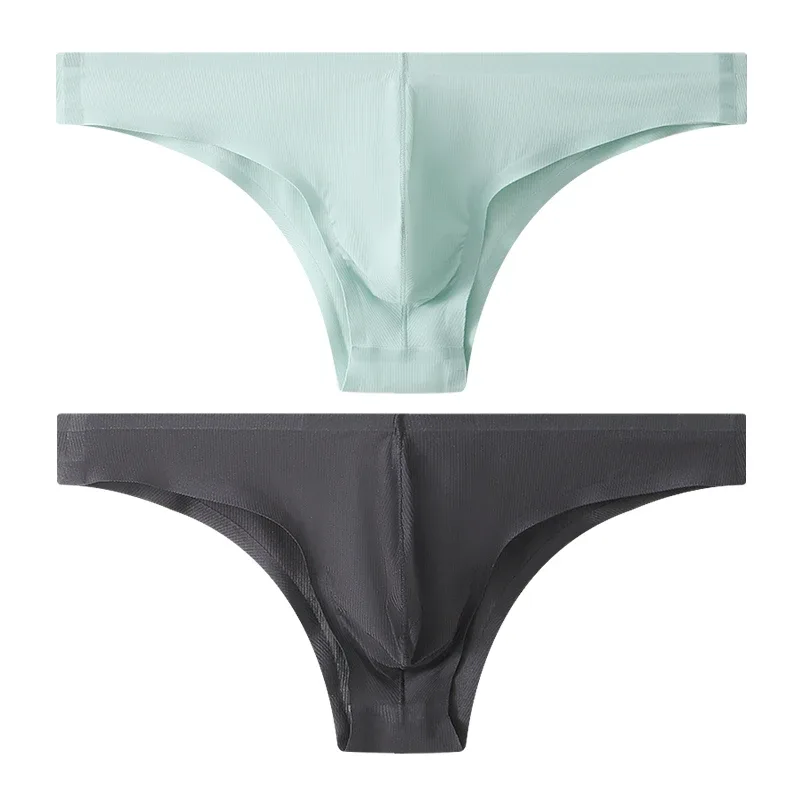 Sous-vêtements pour hommes, demi-hanche, petit Triangle, taille basse, Sexy, jeunes hommes, slip en soie glacée, sans couture, culotte d'été légère et respirante