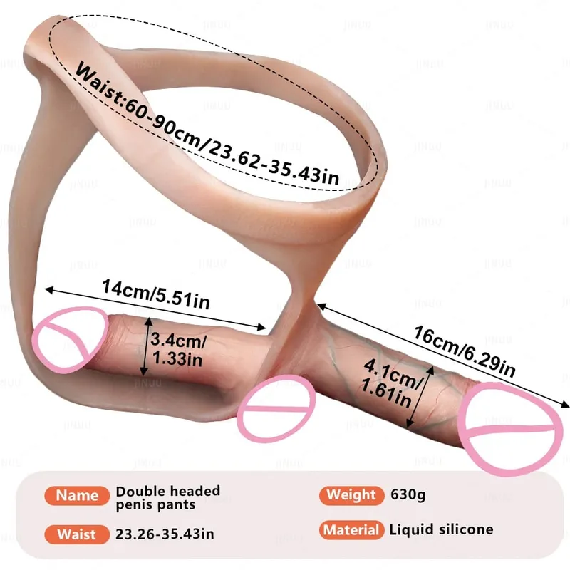 Consolador con correa de doble cabeza para parejas, pene realista de silicona portátil, pene consolador, pantalones, juguete sexual con correa para mujer