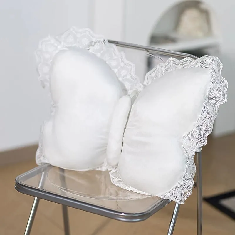 Butterfly Lace Pillow Butterfly Shaped Decorative Pillow For Sofa Couch Bed Plush Velvet Lumbar Support Cushion For Office Chair