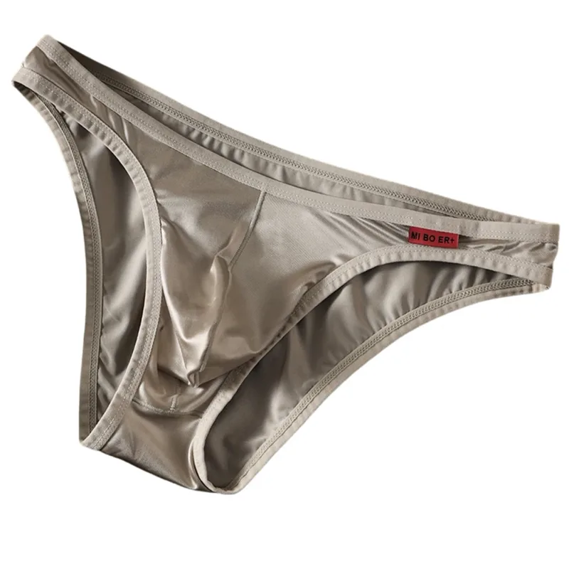 Men Satin-like Bikini Ice Silk Stretch Brief Pouch Lingerie Breathable Panties Seamless Underwear Underpants Japanese Thongs