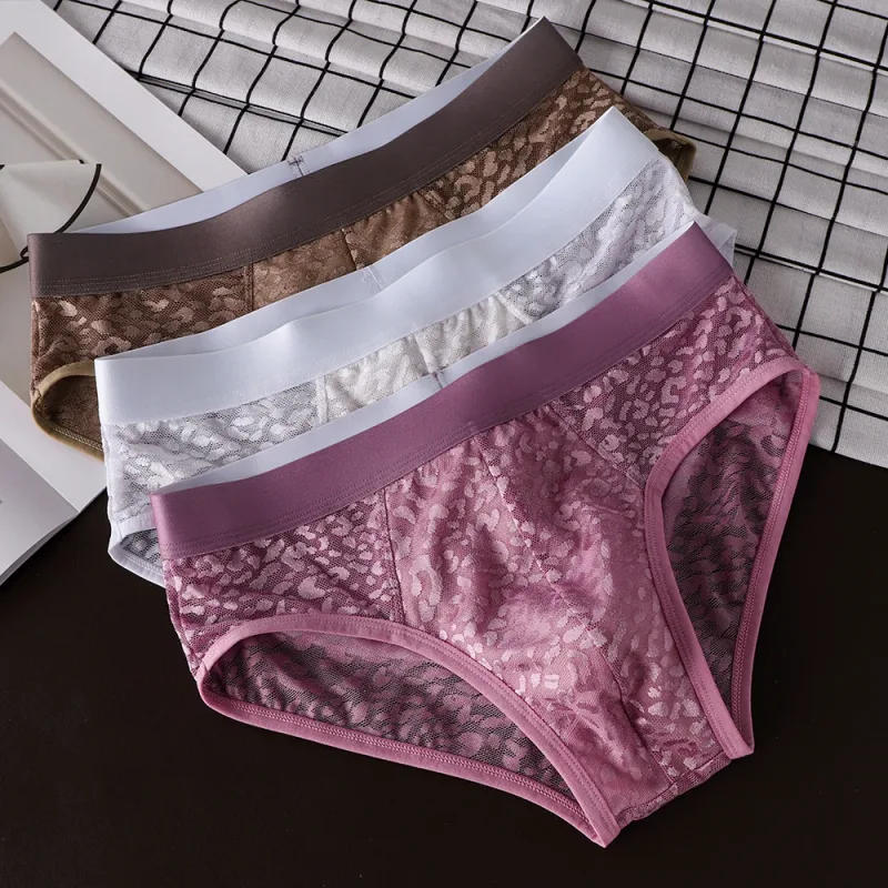 1/3PCS Summer Sexy Perspective Breathable Men's Panties Smooth Ice Silk Quick-dry Men's Briefs High Elastic Ultra-thin Underwear