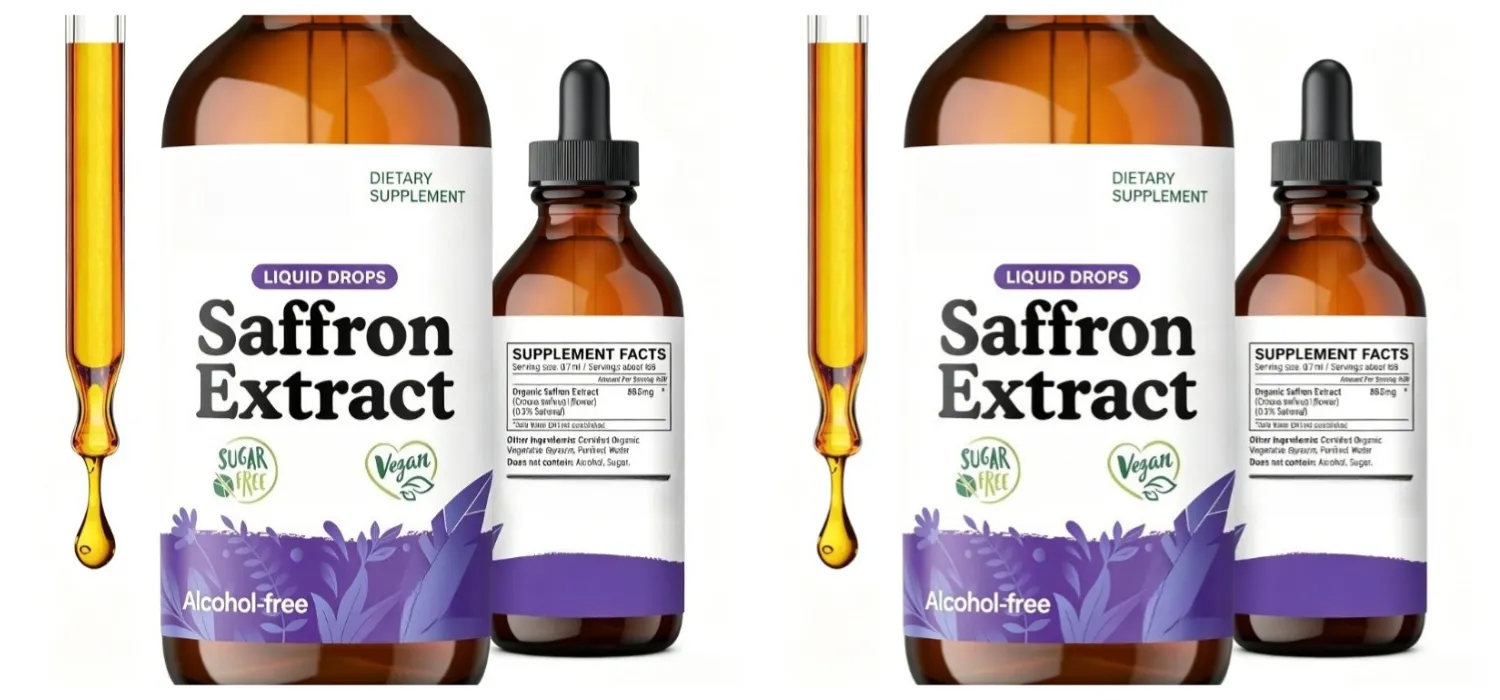 Organic Saffron Liquid Extract Drops Plant Based Herbal Supplement Vegan、sugar & Alcohol Free 60ml Daily Health Supplements