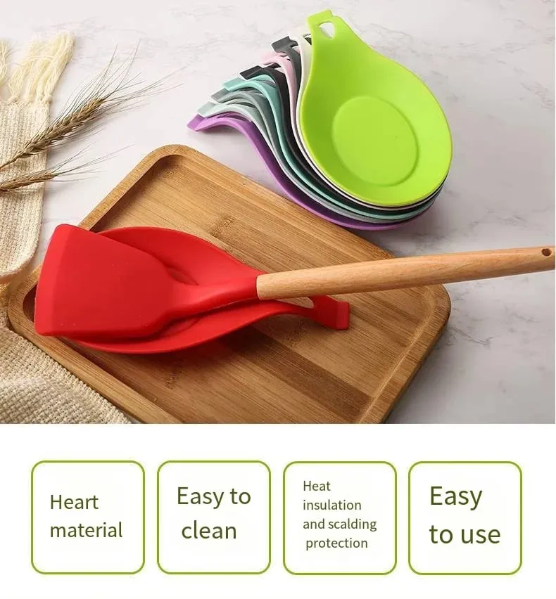 Silicone Spoon Rest Spatula Holder Heat Resistant Utensil Placemat Tray Kitchen Tools — image 8