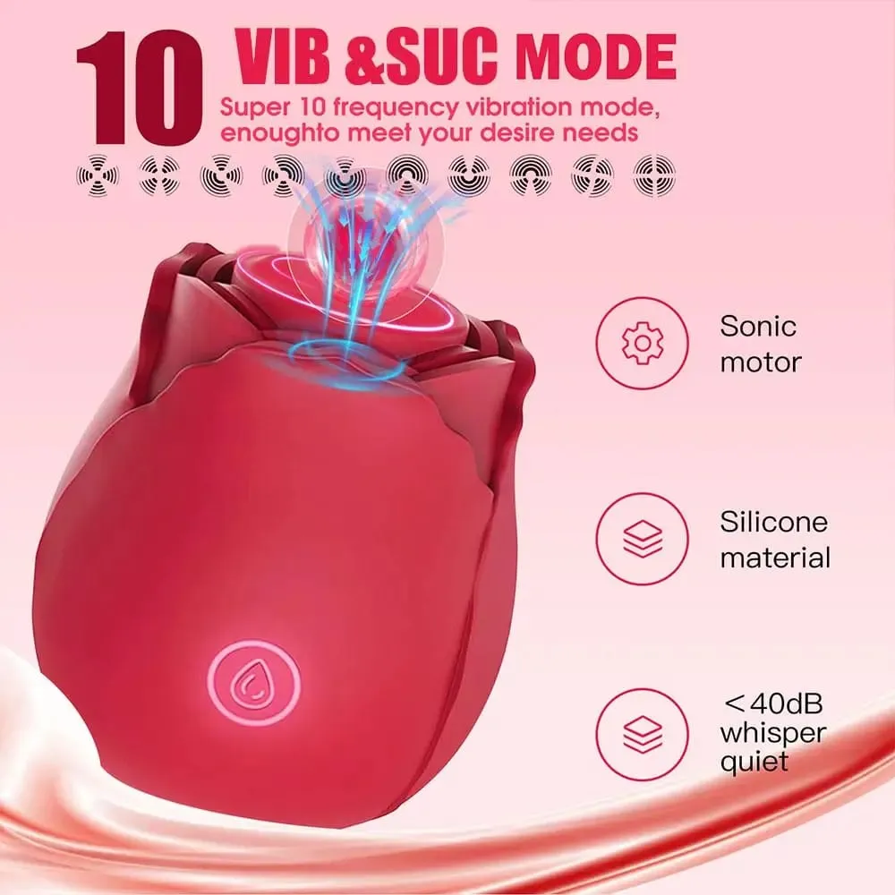 New Sucking Vibrator Rose Sex Toy 10 Irresistible Modes Clitoral Sucker Nipple Stimulation Toy Female Vibrator Couple Sex Toy