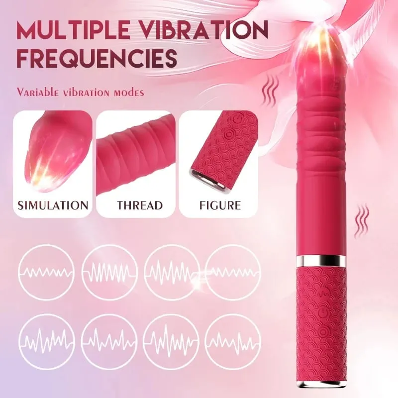 Thrusting Vibrator G Spot Clitoral Vibrator Waterproof & Rechargeable Realistic Silicone Dildo Vibrator Rose Sex Toys for Women