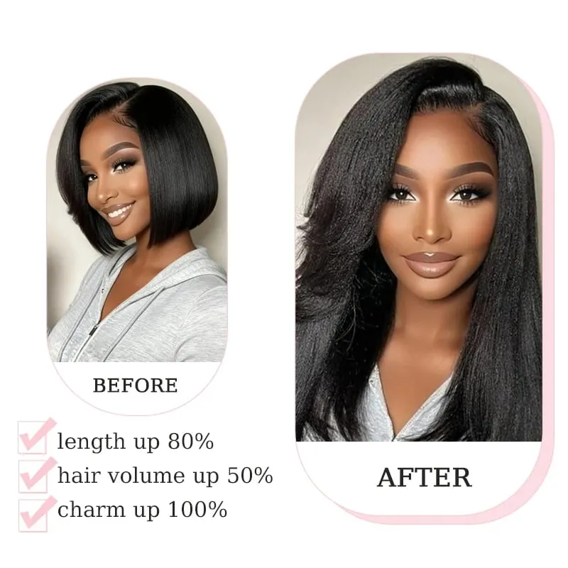 7Pcs Clip in Hair Extensions Wig Synthetic Black Yaki Straight Hair Extensions with BB Clip Fluffy Hairpiece for Women Daily Use — image 6