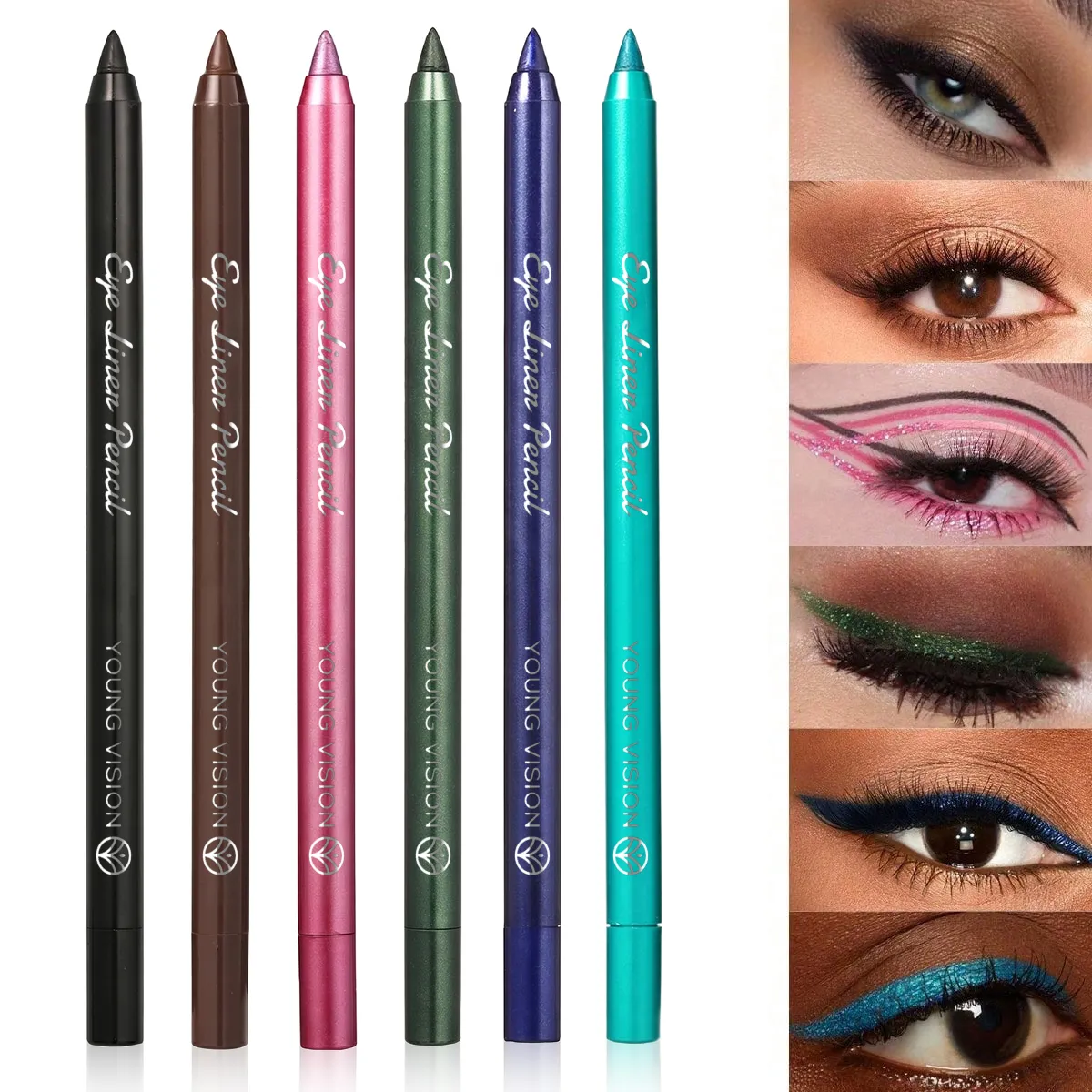1Pc Waterproof Blue Green Eyeliner Pencil Smudge-Proof Long-Lasting Pearlescent Glitter Eye Liner High Pigmented Punk Eye Makeup — image 5