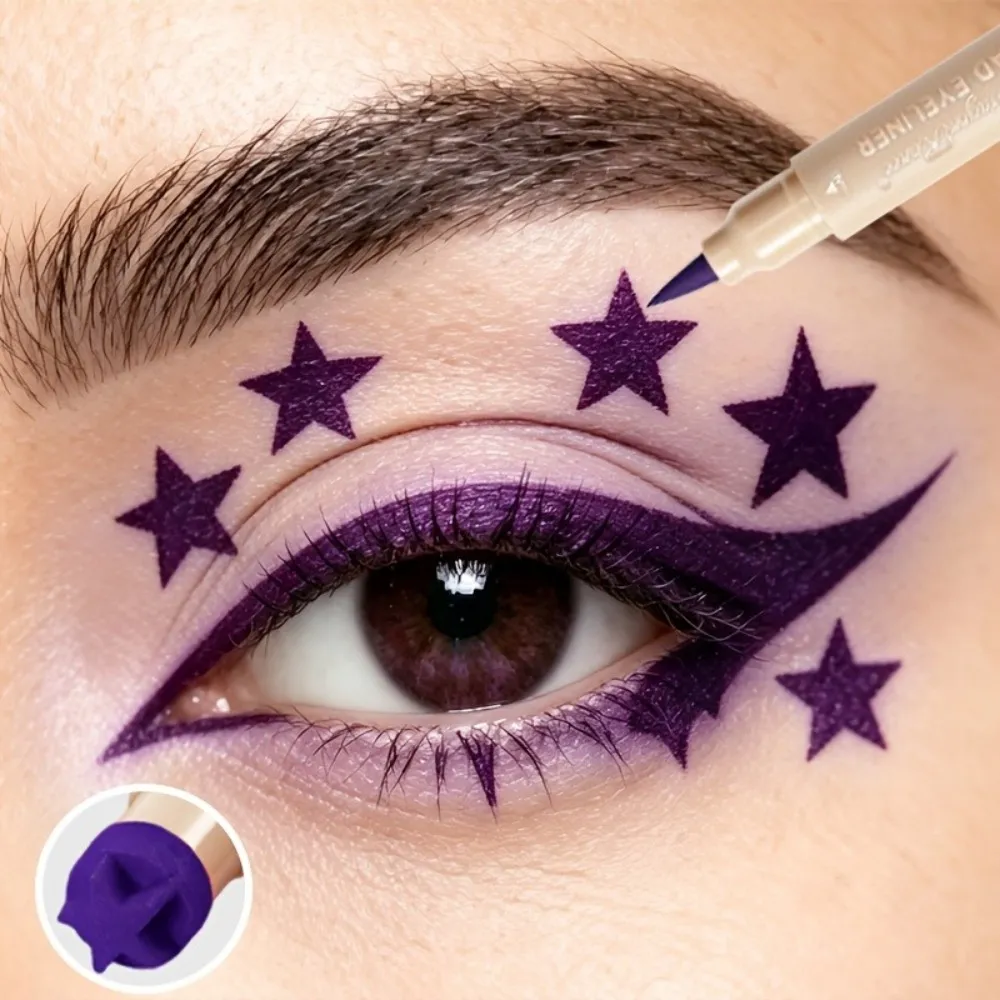Double Head Eyeliner Stamp Waterproof Colorful Eyeliner With Heart/Star/Butterfly/Triangle Liquid Liner Seal Decorative Makeup