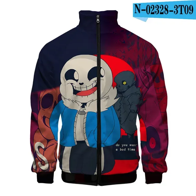 Luxury Popular Sans Undertale 3D Print Zipper Raglan Jacket Windbreaker Boys/Girls Comfortable Stand Collar Jackets Coats