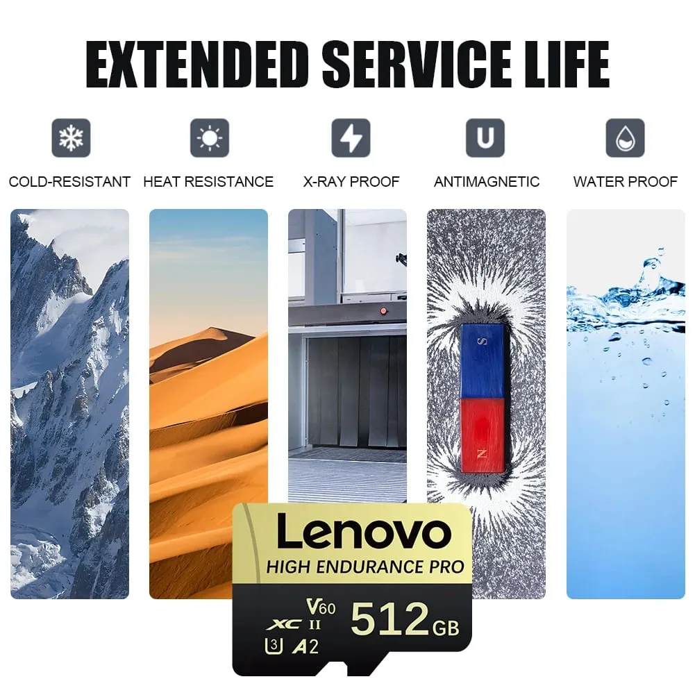 Lenovo High Speed Class 10 Mini SD Memory Card 256GB Micro TF Card for Smartphone - 32GB 64GB 128GB 256GB 512GB Options Availabl