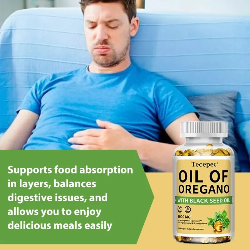 Oil of Oregano with Black Seed Oil 2 in 1 Oregano Supplement for Immune Health Digestive Health Non-GMO