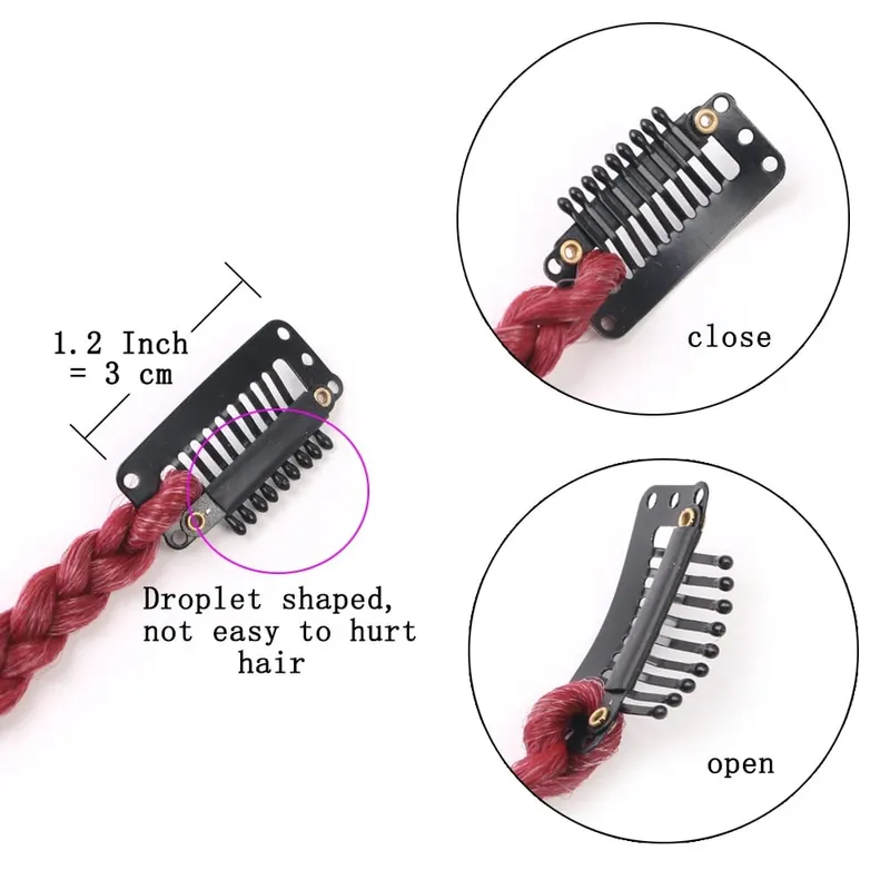 Synthetic 5 Pcs/Lot Clip-in Extensions For Women Ponytail Rainbow Braid Hair Extension 22'' Ombre Hairpiece Box Braid With Clip