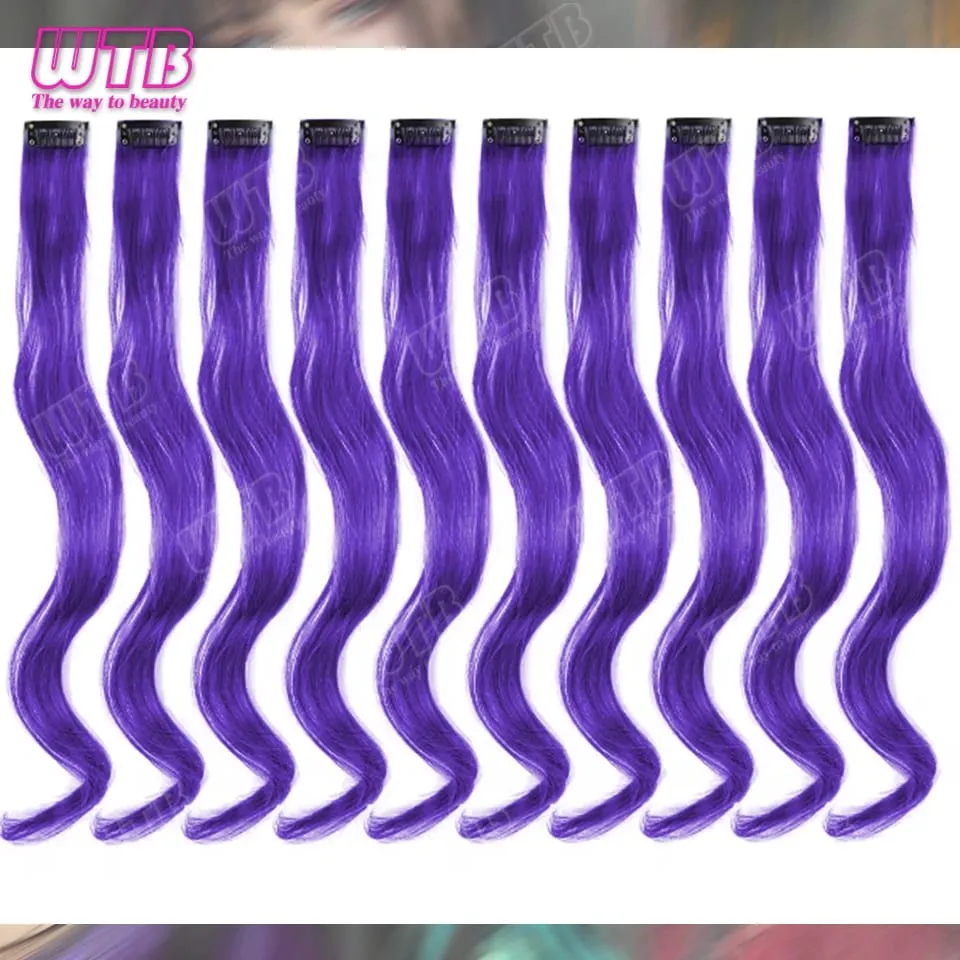 10 PCS Colored Synthetic Hair Extension Wigs for Women BB Clip Style Straight Hair Extension Wigs Suitable for Holiday Events