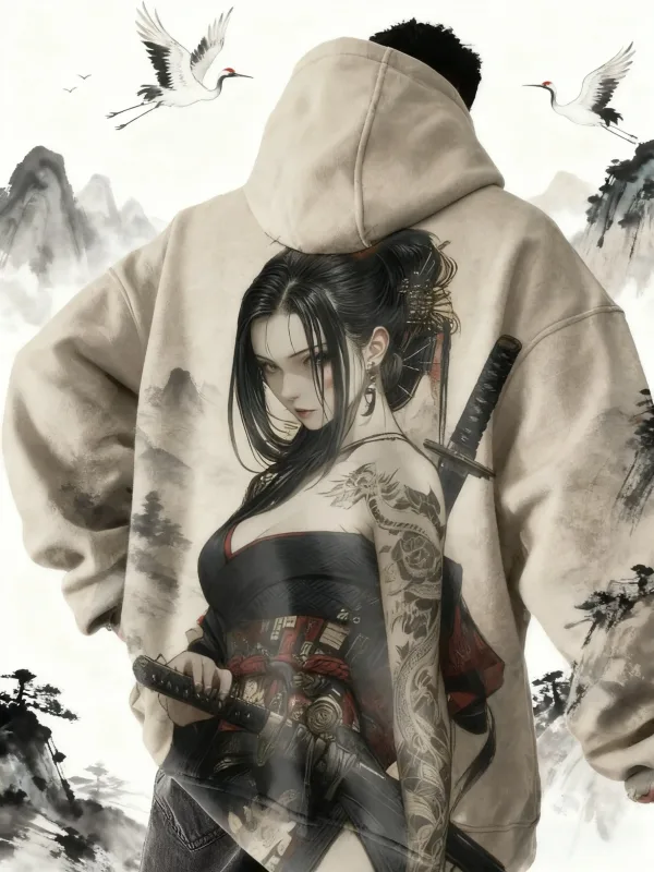 2026 Hot Anime girl back pattern Sweatshirt Casual Long Sleeve Hooded Pullover 3D Printing Top Fashion Oversized Men's Hoodies